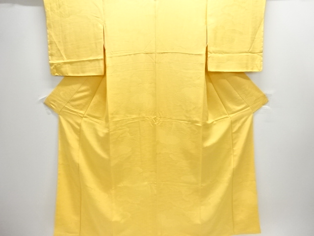 未使用品　雲に波模様織り出し一つ紋色無地着物